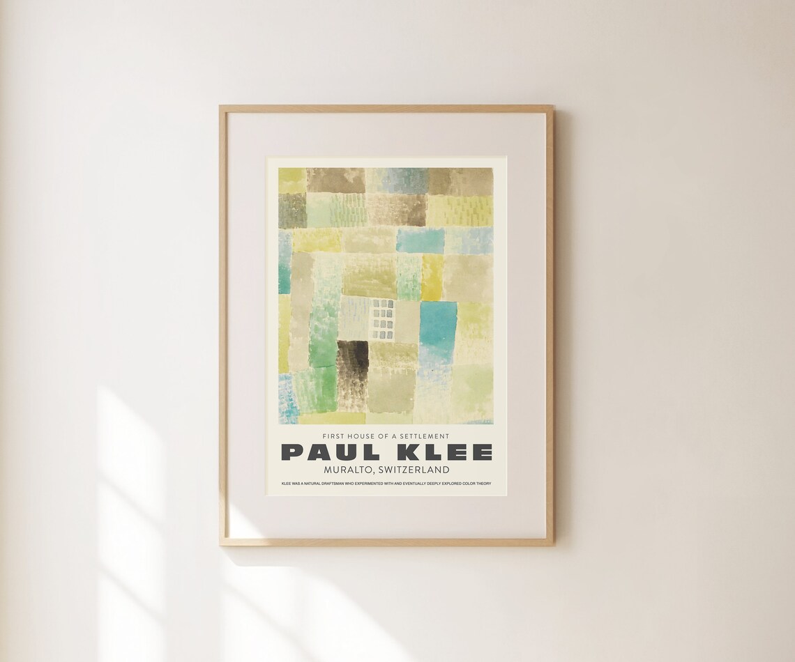 Paul Klee First House Of A Settlement Green Abstract Grid Exhibition Art Print - Image 2