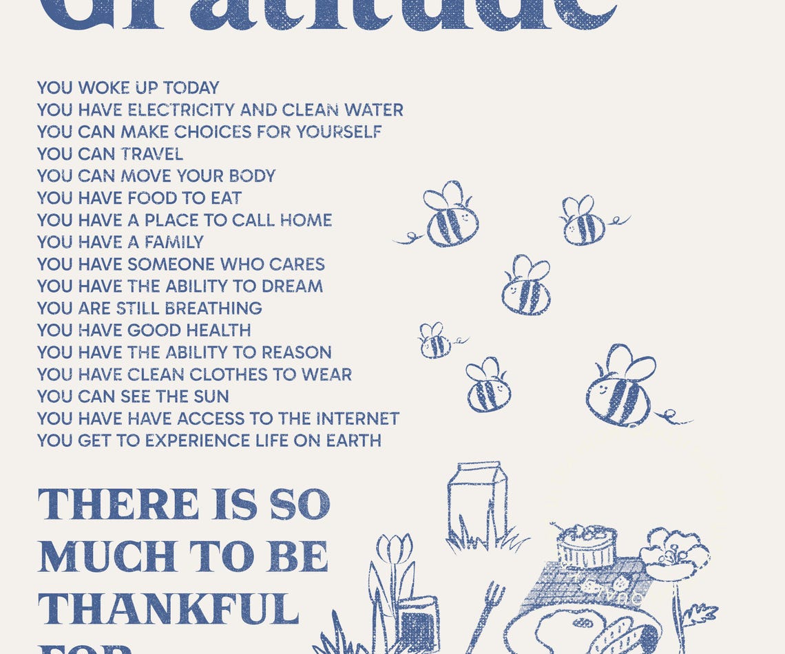 Daily Gratitude Blue Affirmations Illustrated Mindfulness Quote Print - Image 5