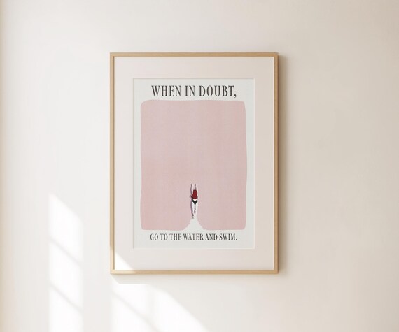 When In Doubt Go To The Water And Swim Pink Diver Swimmer Wall Art