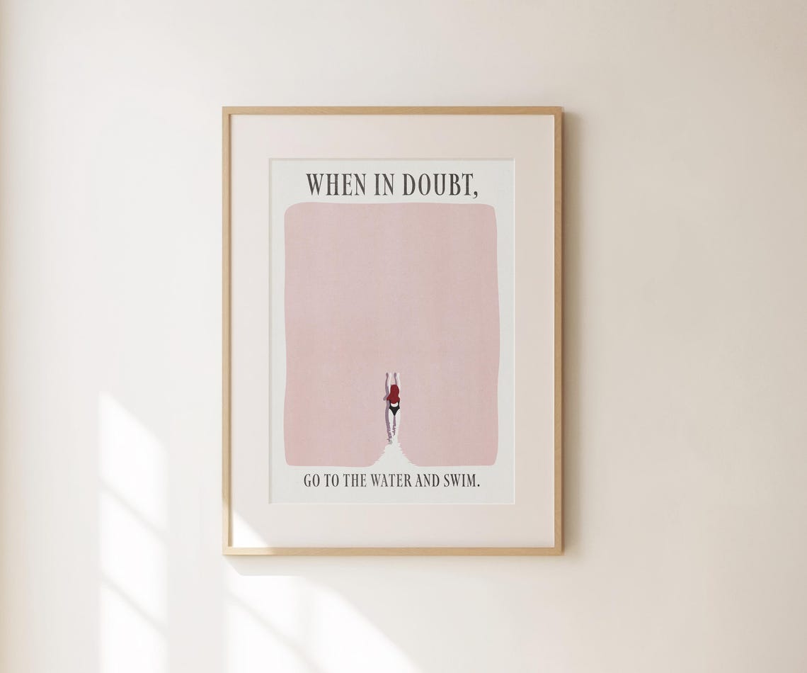 When In Doubt Go To The Water And Swim Pink Diver Swimmer Wall Art