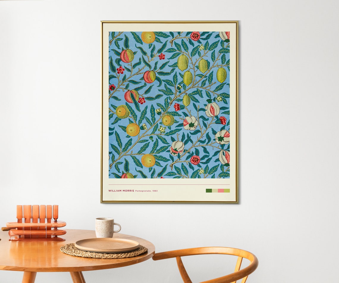William Morris Pomegranate Blue Botanical Pattern Modern Art Print - Image 2