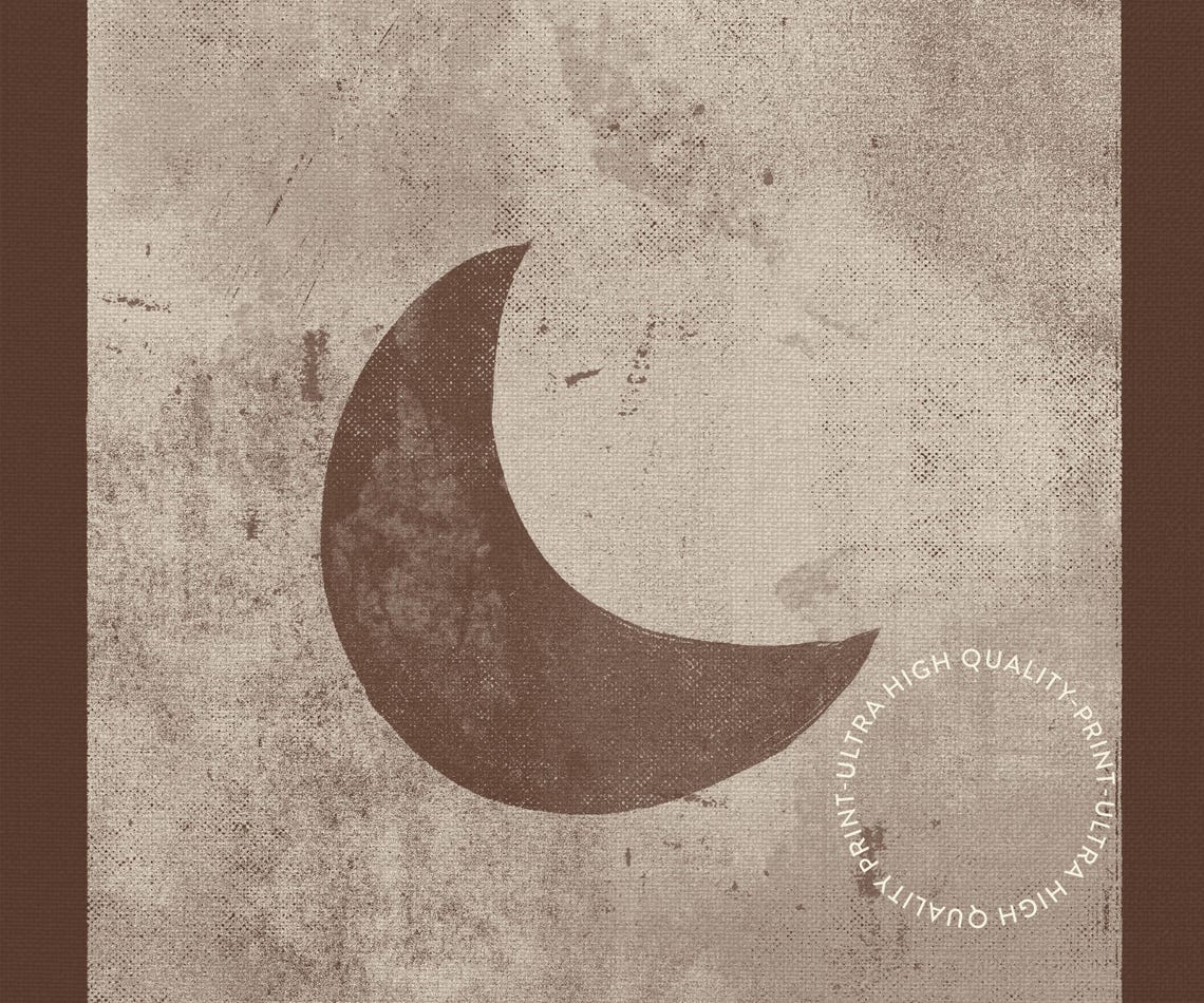 La Lune Vintage Crescent Moon Beige Celestial Tarot Art Wall Poster - Image 5