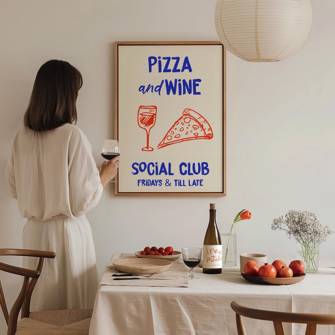 Pizza And Wine Social Club Fridays Till Late Kitchen Typography Poster - Image 3