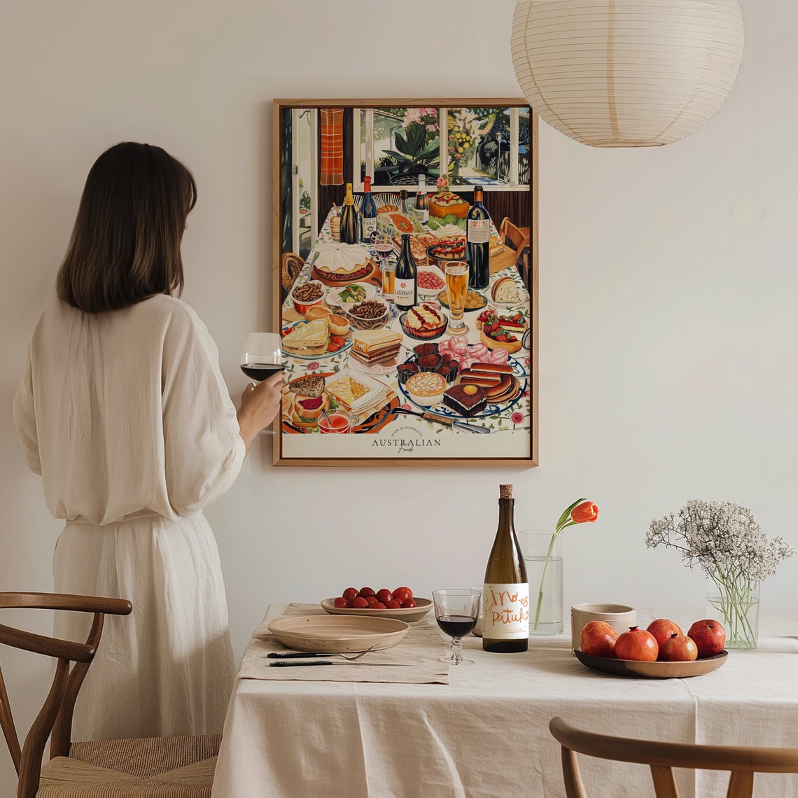 Australian Food Feast Table Illustration Retro Kitchen Art Poster - Image 3