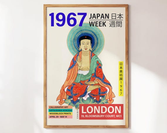 Buddha Wall Art Japanese Wall Art Colorful Exhibition Poster Meditation Buddhist Print Maximalist Wall Art Asian Home Hindu Gift