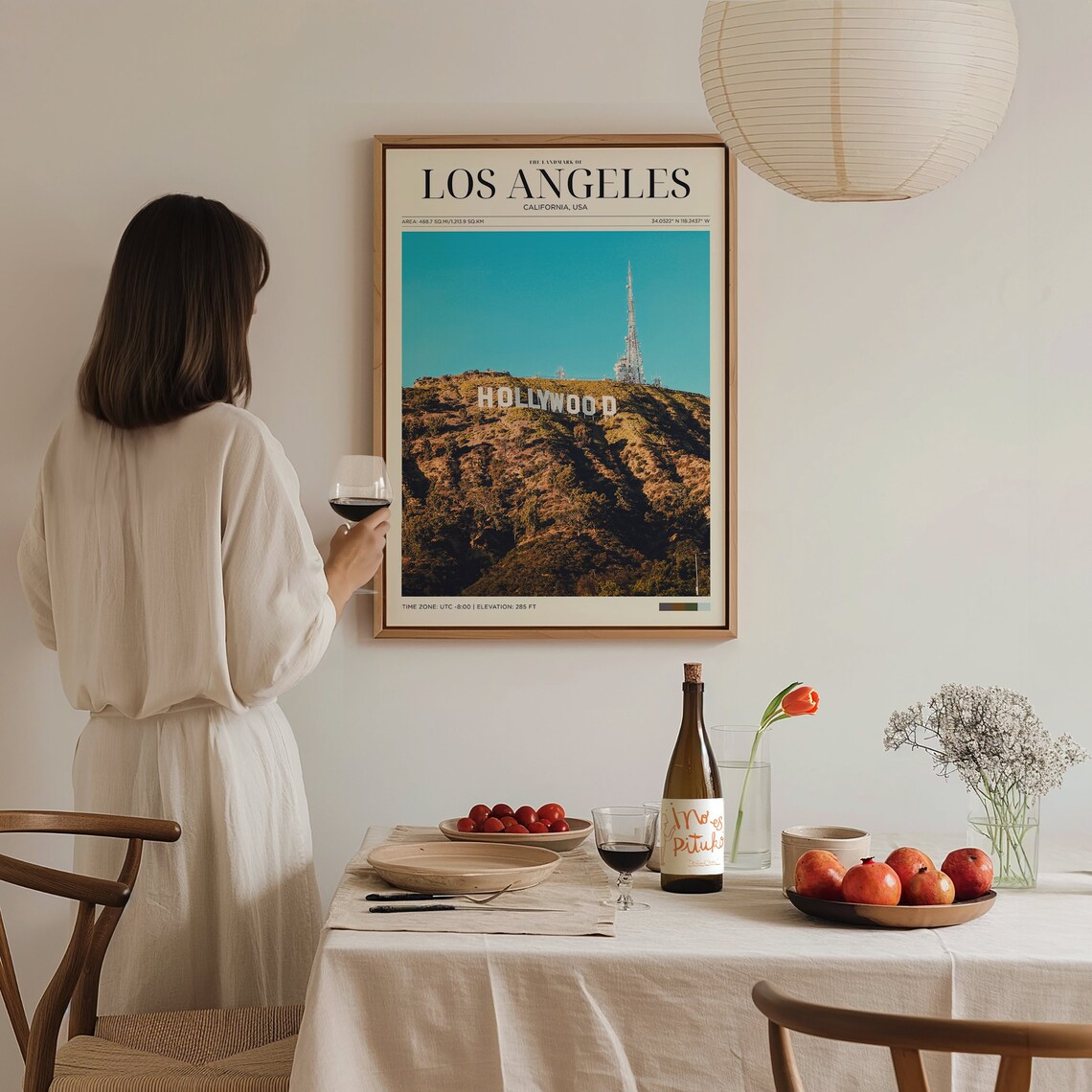 Los Angeles Hollywood Sign Blue Sky Hillside Sunny Day Travel Poster - Image 3