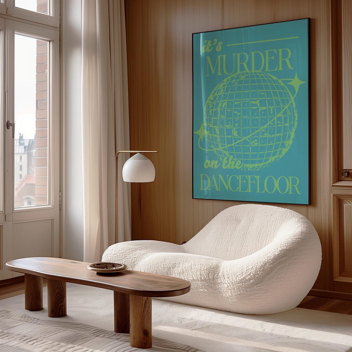 It's Murder On The Dancefloor Blue Disco Ball Retro Party Decor Poster - Image 2