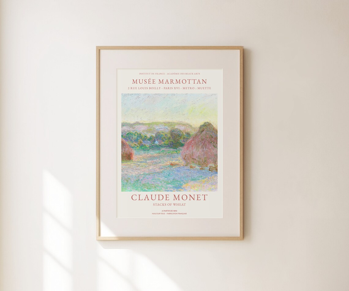 Claude Monet Stacks Of Wheat 1890 Impressionist Field Exhibition Poster - Image 3