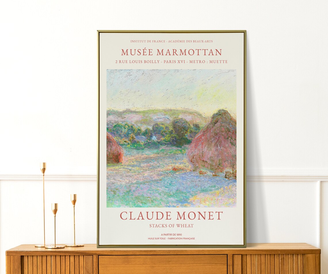 Claude Monet Stacks Of Wheat 1890 Impressionist Field Exhibition Poster