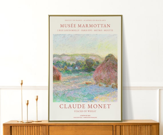 Claude Monet Print Stacks Of Wheat Print Vintage Wall Decor Landscape Monet Wall Art Vintage Village Print Large Wall Art Living Room