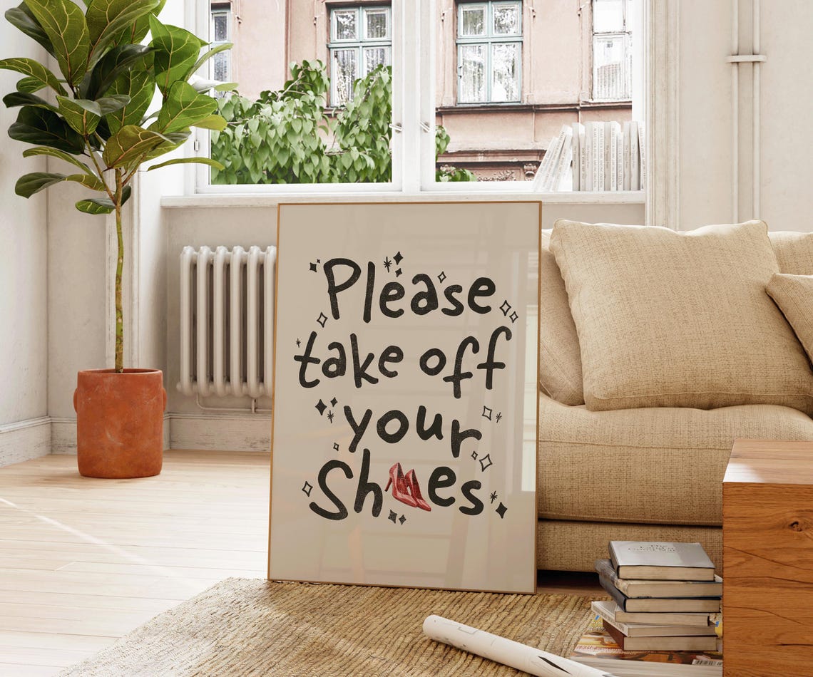 Please Take Off Your Shoes Sparkle Hand Lettered Entryway Art Poster - Image 3