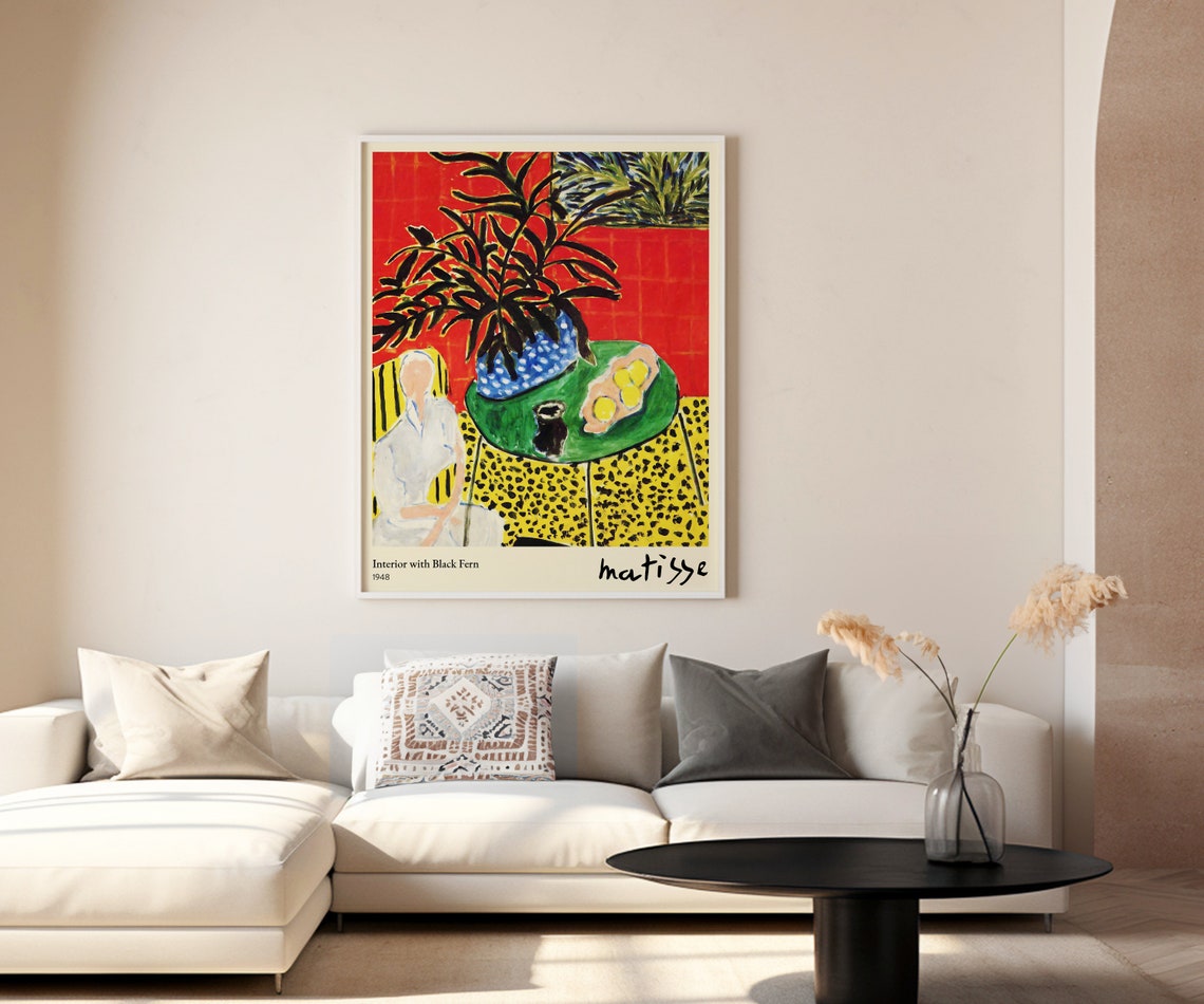 Henri Matisse Interior With Black Fern 1948 Red Botanical Art Print - Image 3