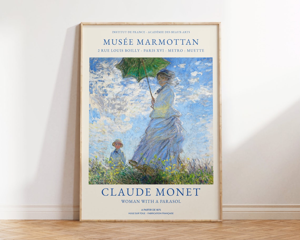 Claude Monet Woman With A Parasol 1875 Impressionist Exhibition Poster - Image 3