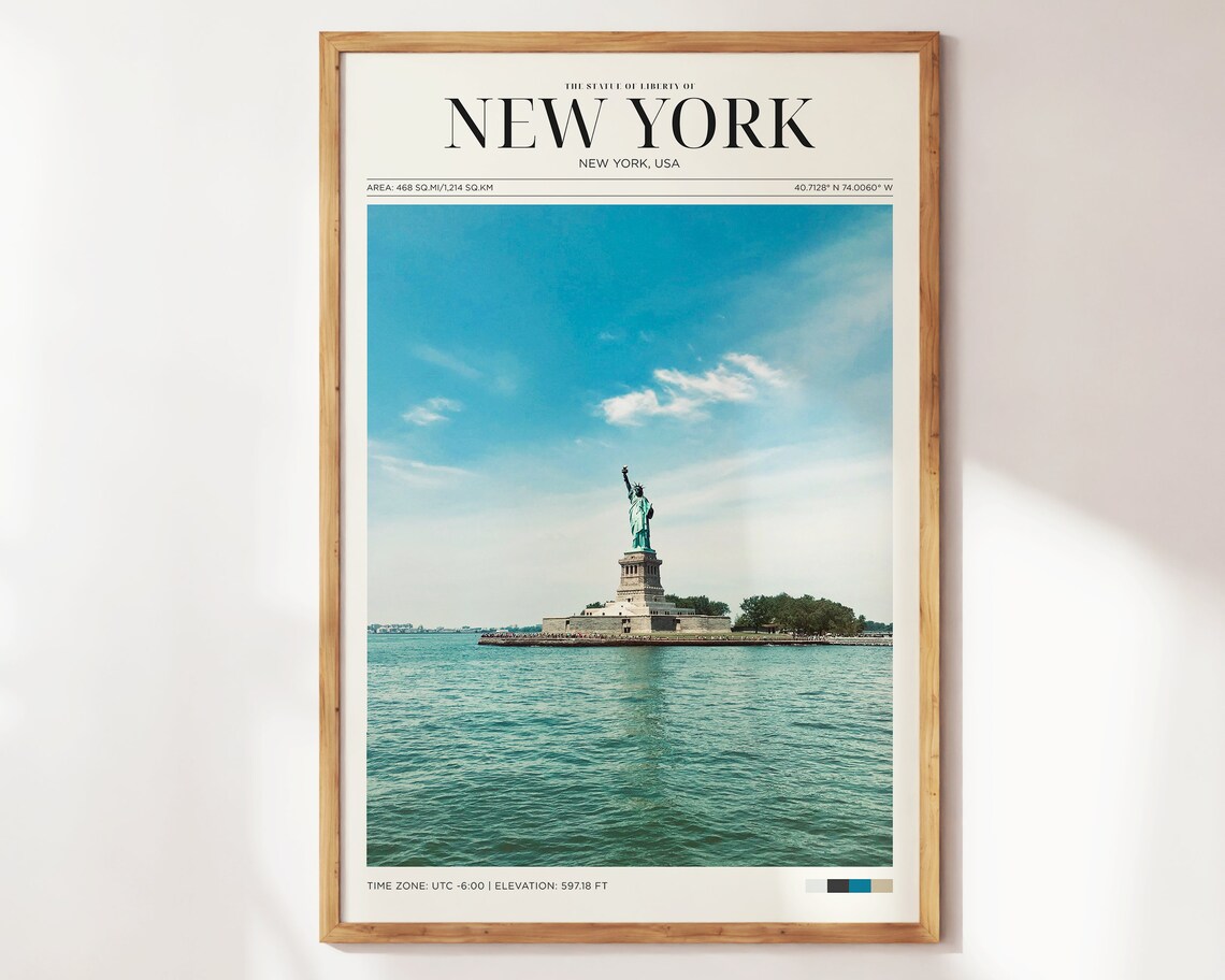 Travel Poster New York Poster Statue Of Liberty Vintage Posters In New York Print For Living Room Large Modern Office Wall Art