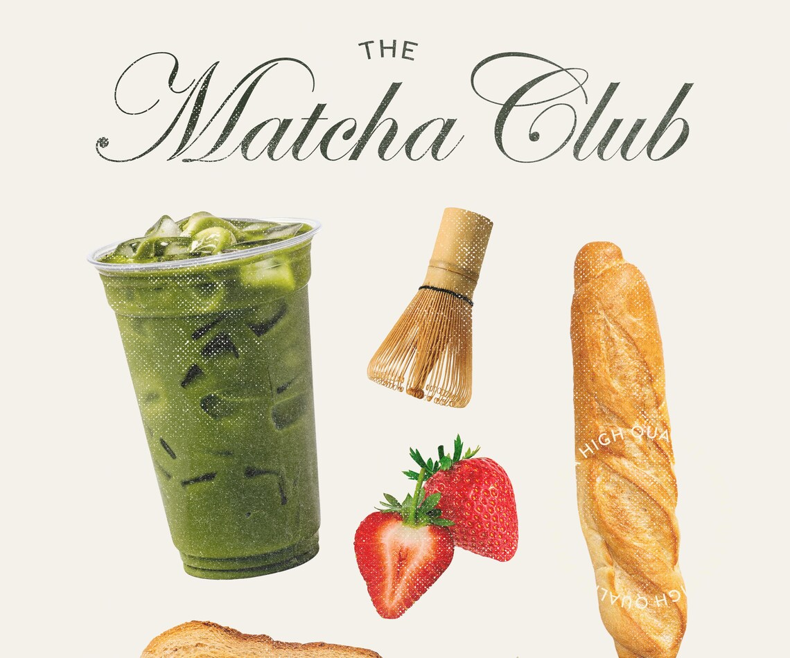 The Matcha Club Iced Matcha Latte Kitchen Collage Foodie Wall Art - Image 5