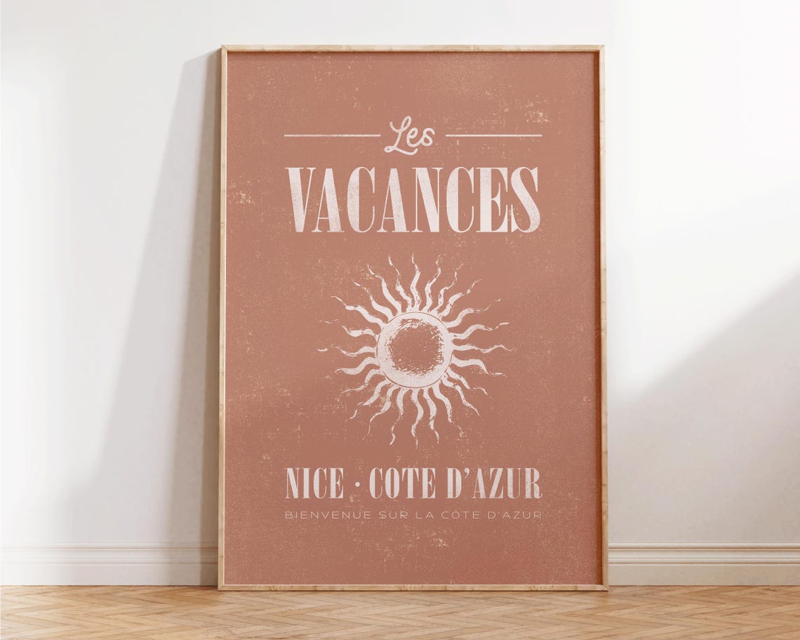 Les Vacances Nice Cote dAzur Vintage French Sun Travel Poster - Image 4