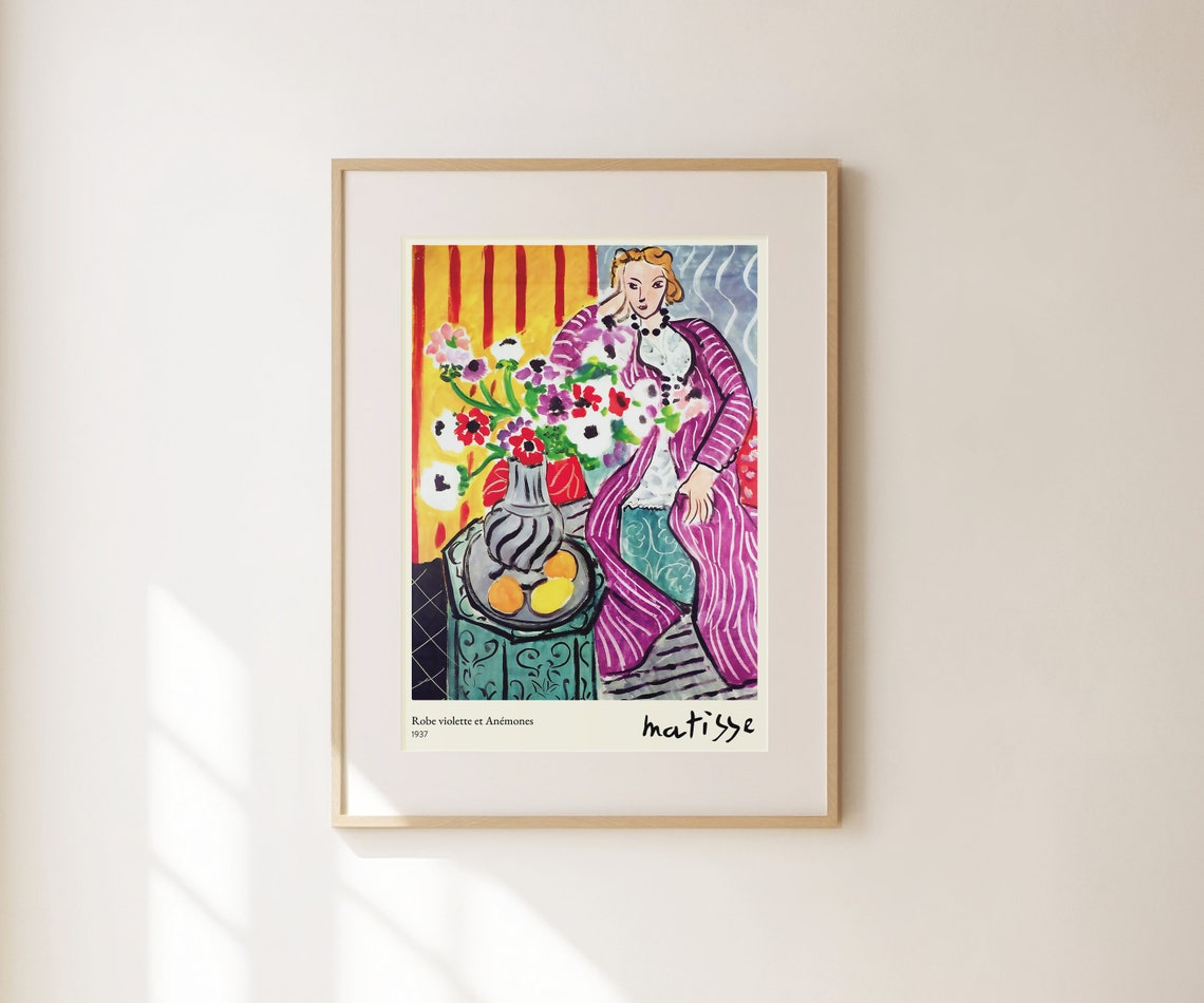 Henri Matisse Robe Violette et Anemones 1937 Portrait Floral Art Print - Image 2