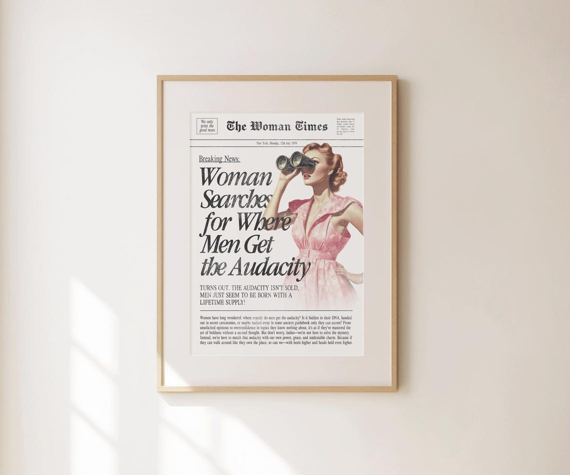 The Woman Times Funny Newspaper Retro Pin Up Binoculars Quote Poster - Image 4