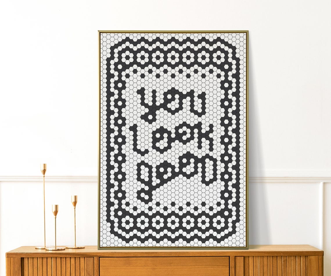 You Look Good Black Hexagon Mosaic Tile Typography Quote Poster - Image 2