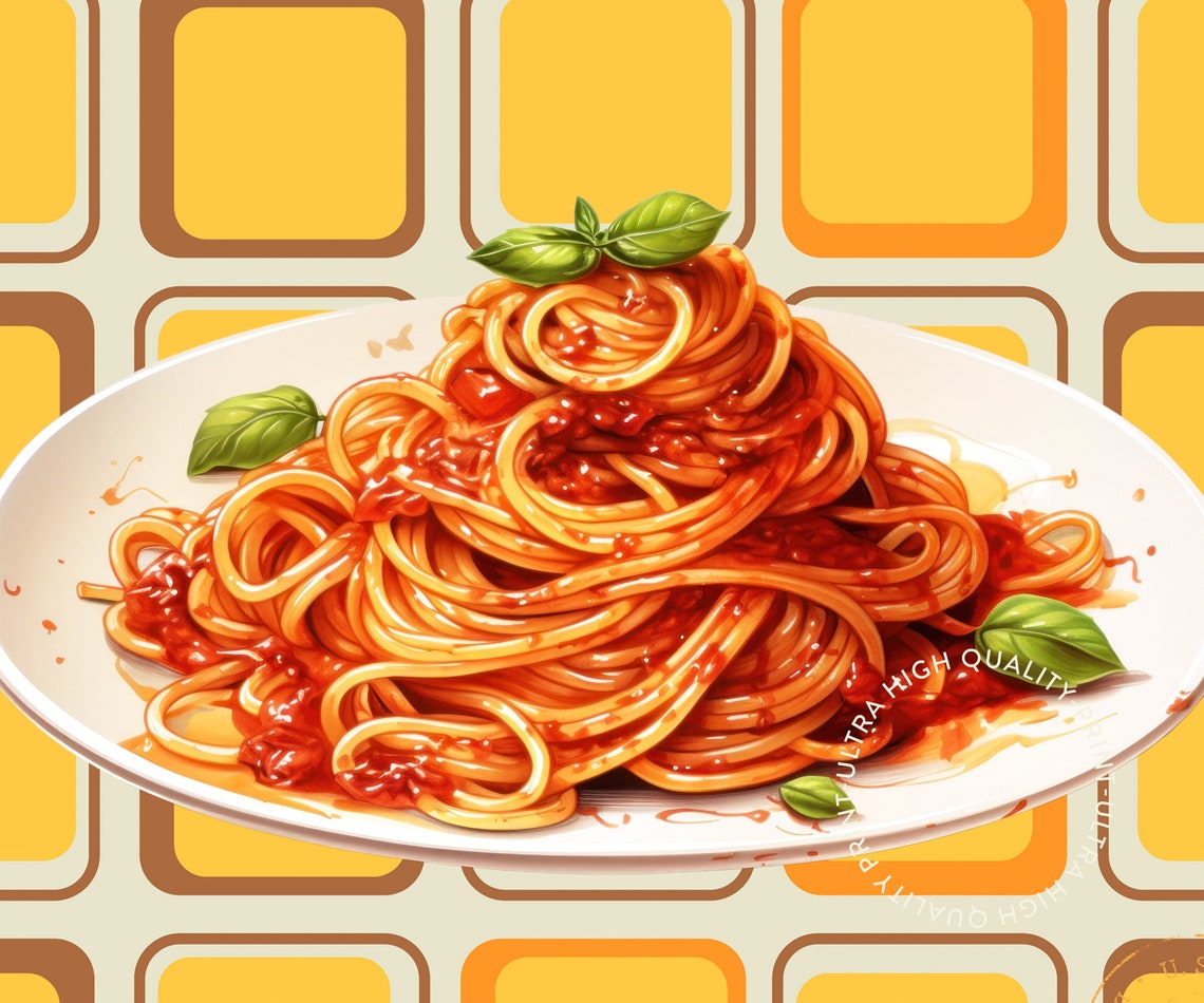 Retro Pasta Club Spaghetti Tomato Sauce Brown Kitchen Wall Art Poster - Image 5
