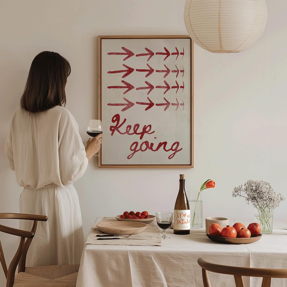 Keep Going Red Arrow Retro Typography Mid Century Affirmation Poster - Image 3