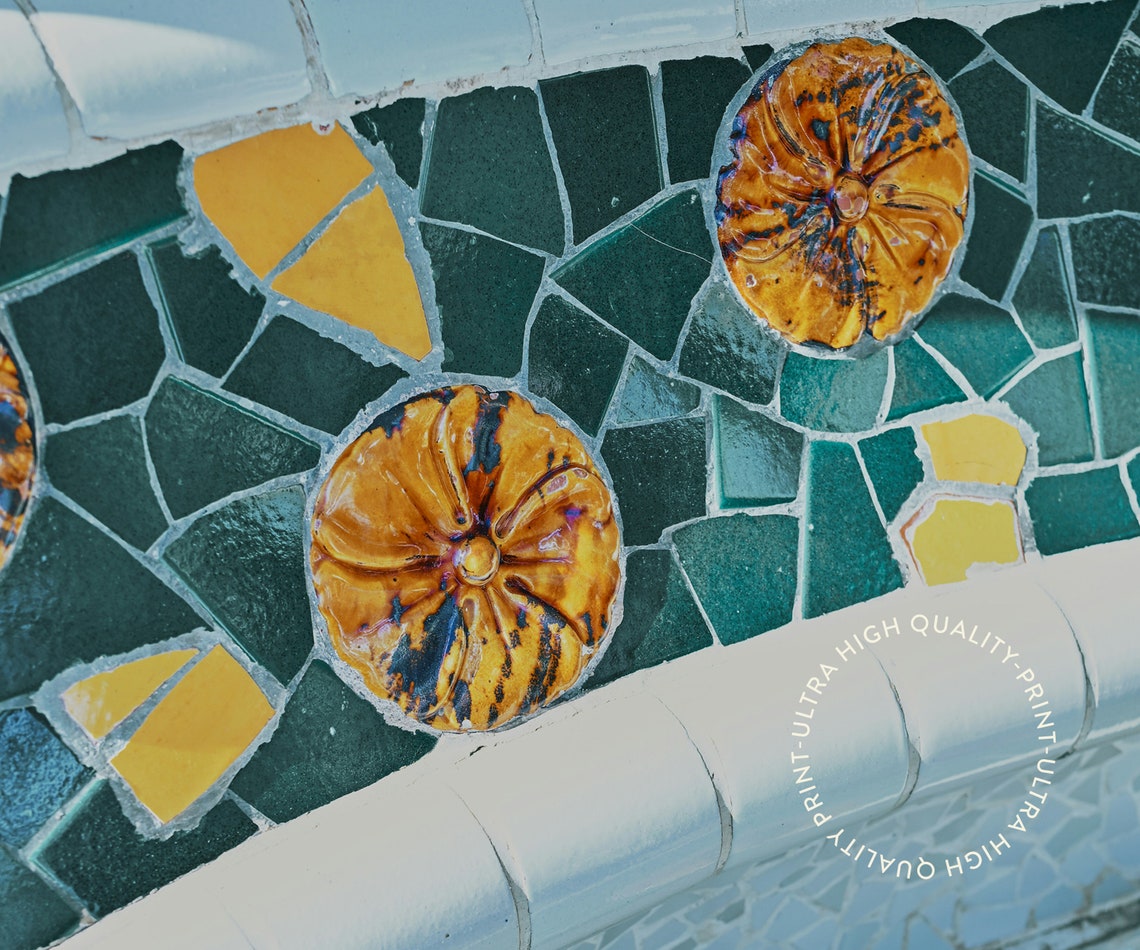 Travel Poster Barcelona Green Tiles Poster Barcelona Poster Vintage Spain Poster Art Deco Tiles Wall Art For Living Room Modern Island - Image 5