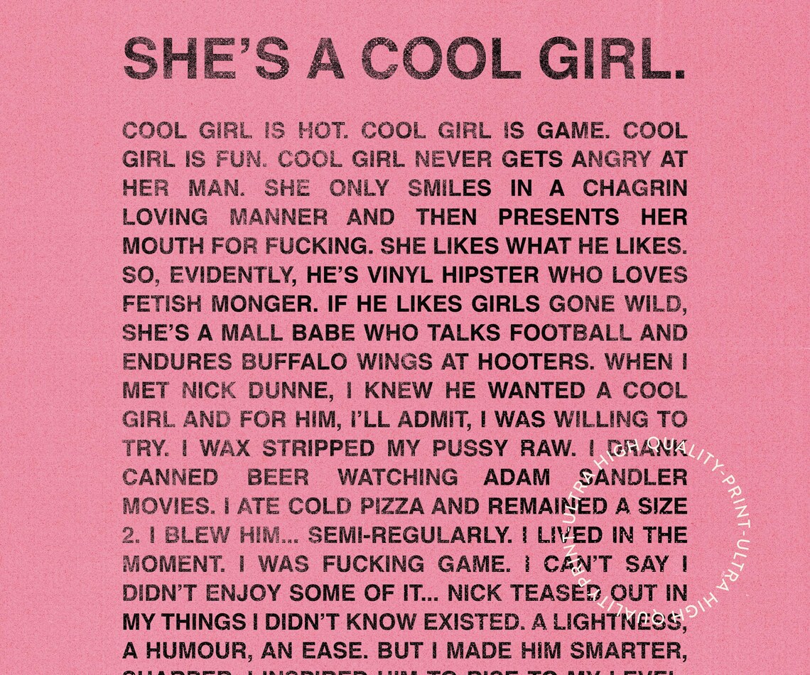 Gone Girl Movie Cool Girl Monologue Pink Typography Quote Poster - Image 5