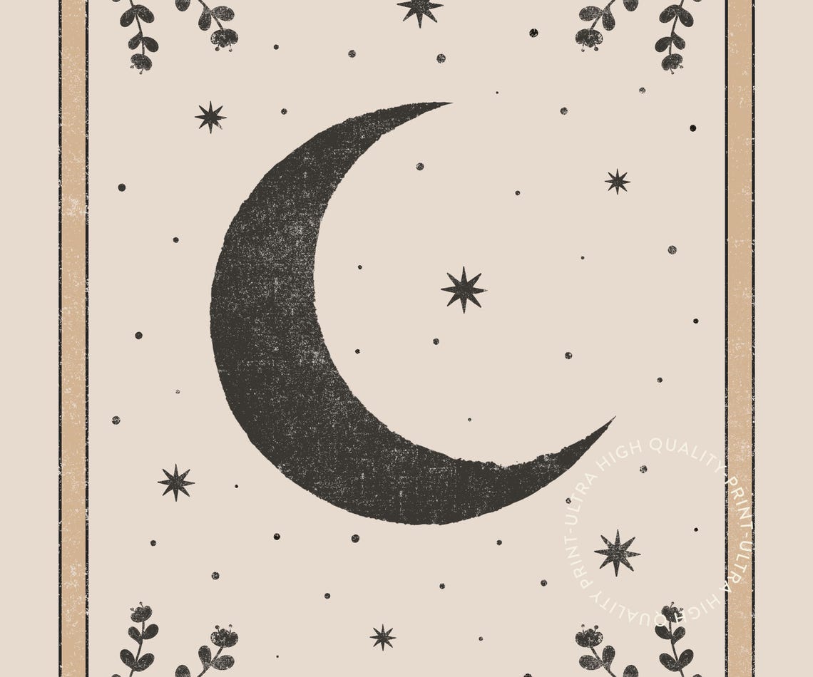 La Lune The Moon Vintage Tarot Card Celestial Boho Decor Poster - Image 5