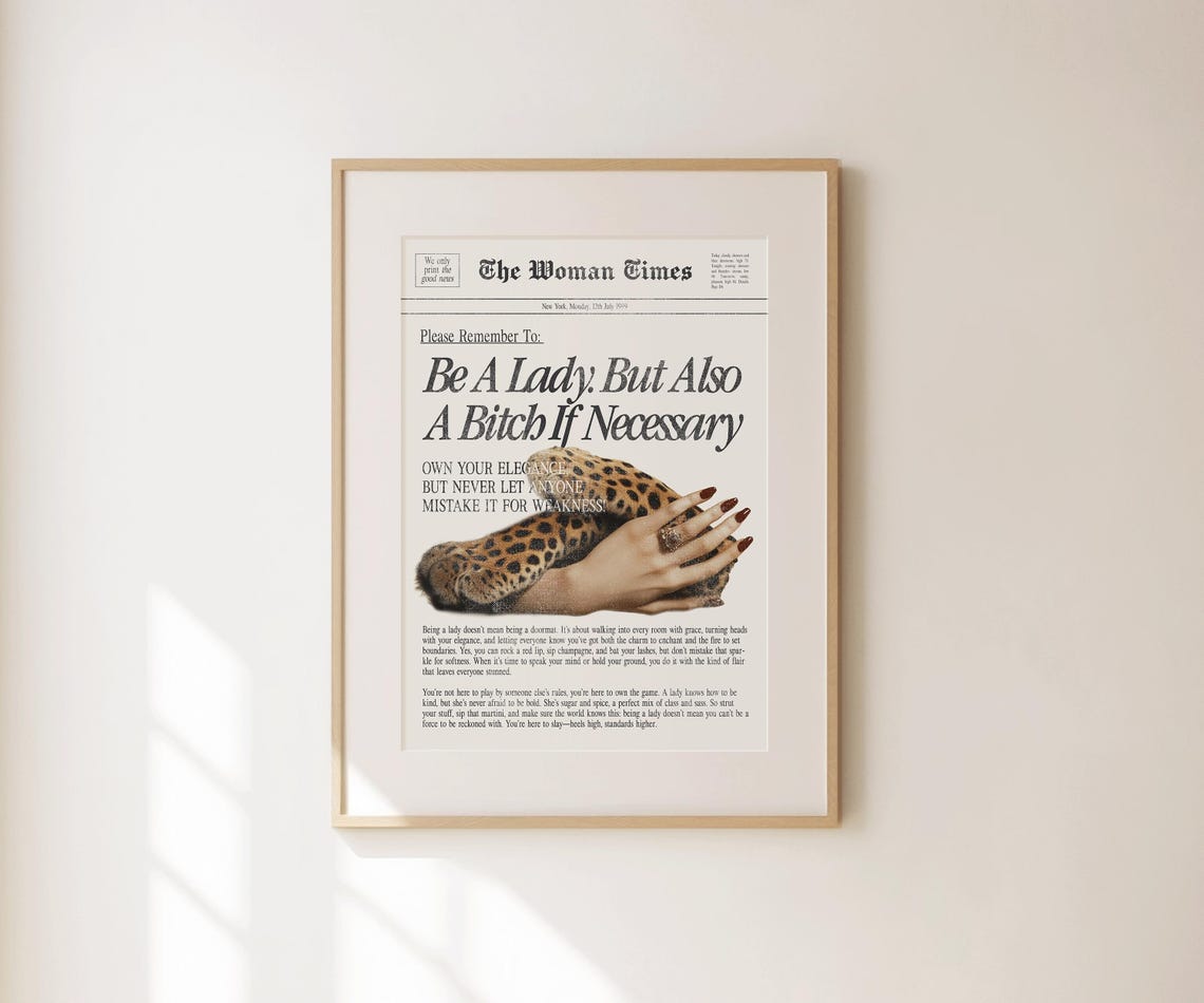 Be A Lady But Also A Bitch Leopard Retro Feminist Quote Wall Print - Image 4