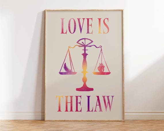 Love Is The Law Print Retro Wall Art Girly Gifts Spiritual Inspirational Quotes Preppy Apartment Decor Cute Prints Bedroom Wall Art