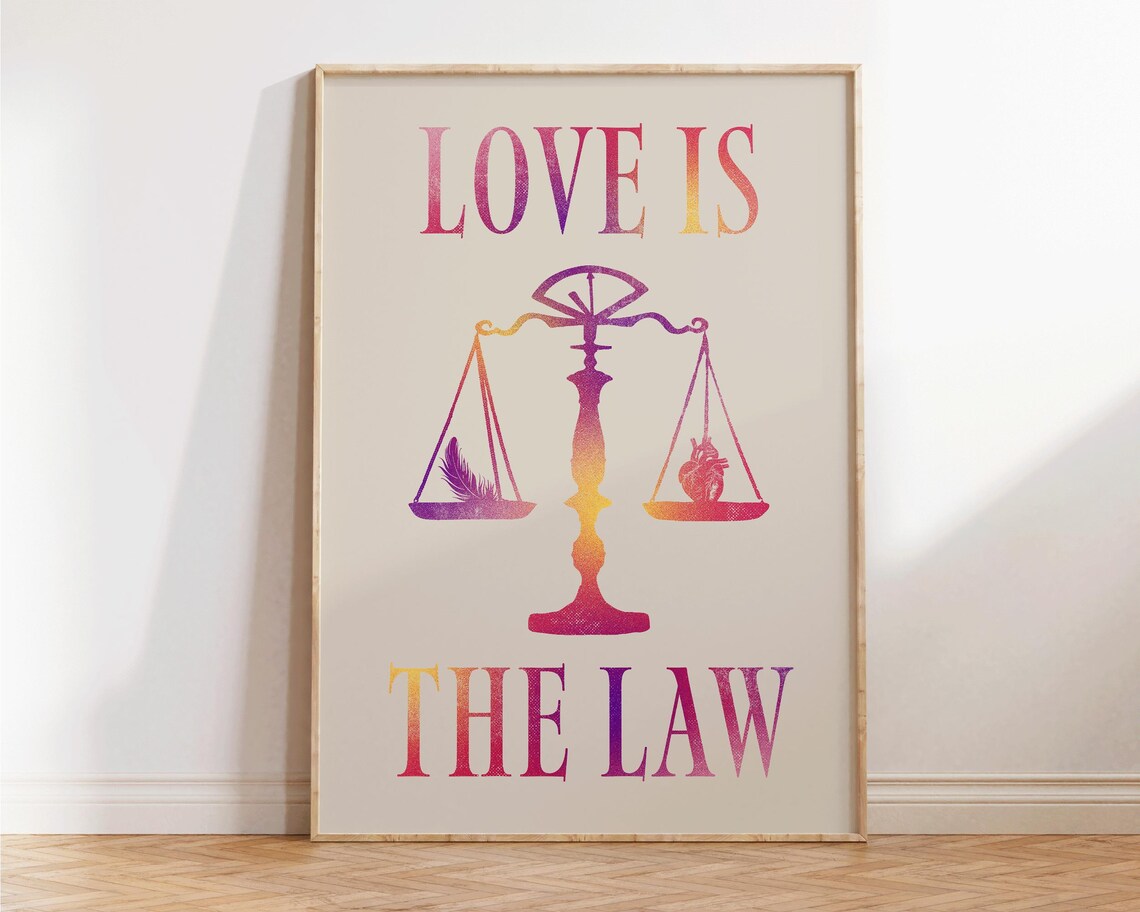 Love Is The Law Print Retro Wall Art Girly Gifts Spiritual Inspirational Quotes Preppy Apartment Decor Cute Prints Bedroom Wall Art