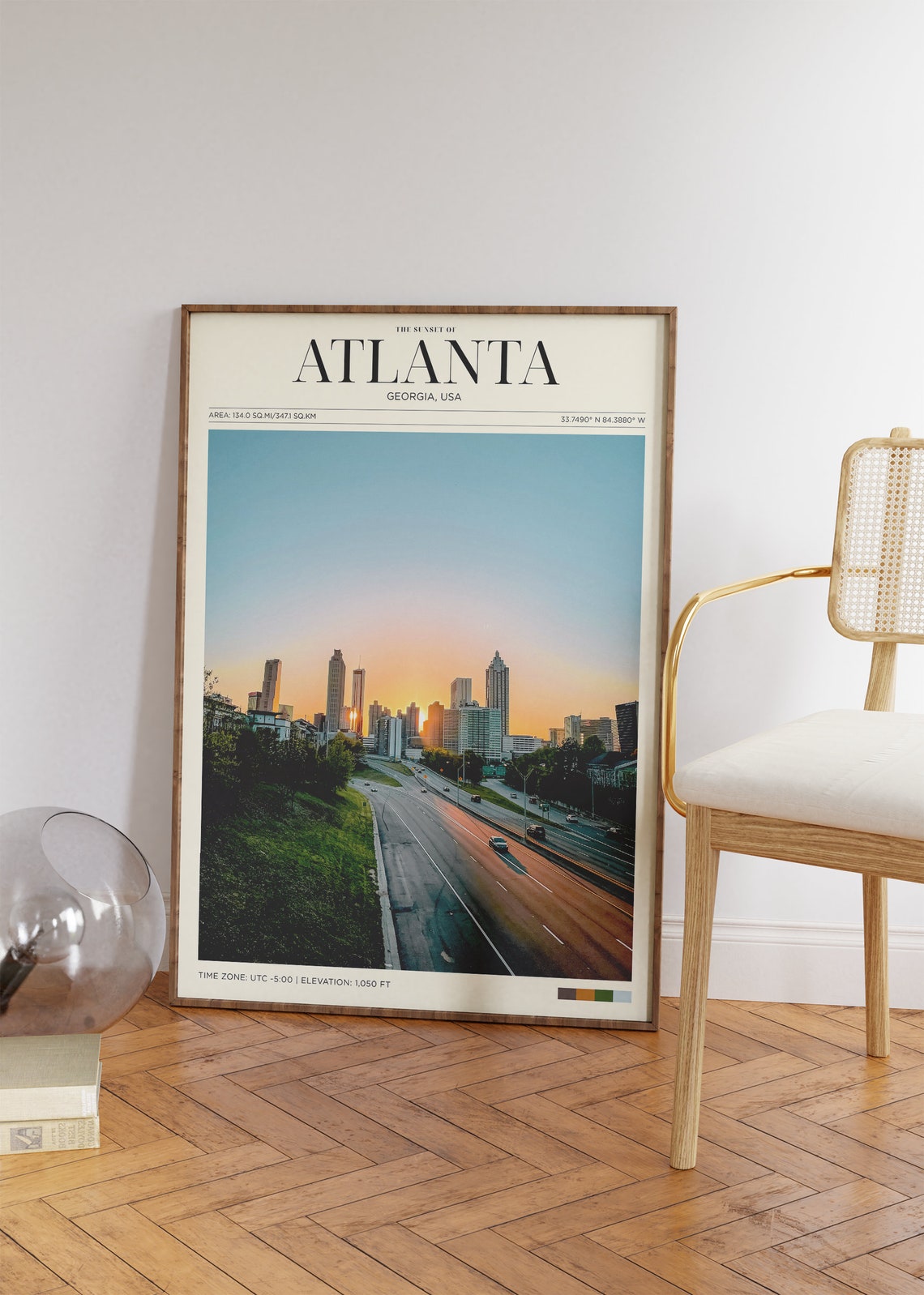 Travel Poster Atlanta Poster Vintage Posters In Atlanta Sunset Print Atlanta Wall Art For Living Room Modern Office Wall Art
