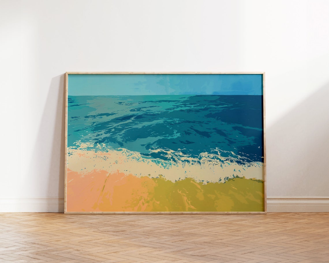 Ocean Waves Coastal Beach Abstract Landscape Surf Travel Poster - Image 5