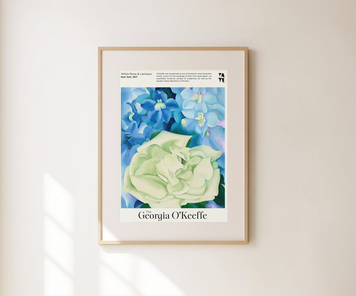 Georgia O'Keeffe White Rose Larkspur Tate Blue Floral Art Poster - Image 2