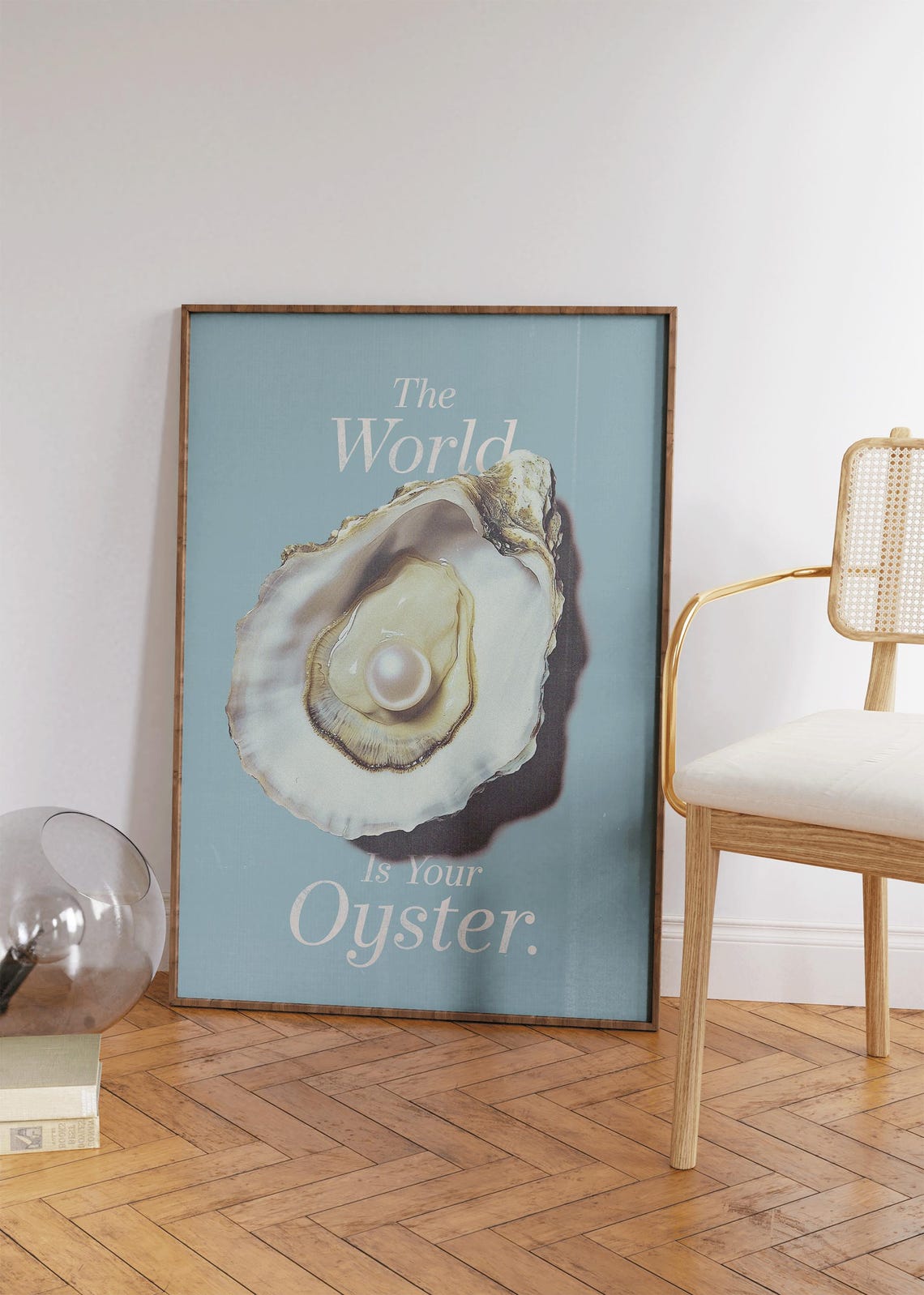 The World Is Your Oyster Pearl Teal Motivational Coastal Wall Print - Image 3