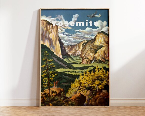 Yosemite Vintage Poster Retro Mountain Hills Travel Wall Art Wall Decor For Living Room And Office Decor Nature Gifts