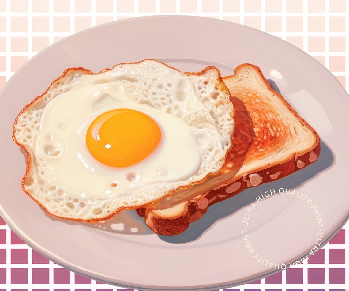Breakfast Club Retro Egg Toast Pink Morning Kitchen Food Poster - Image 5