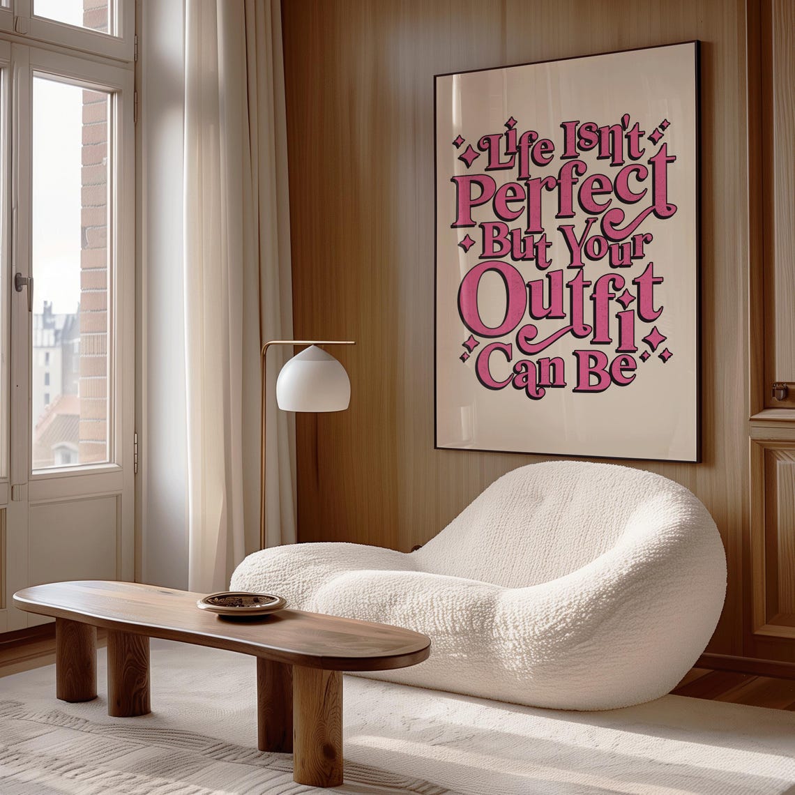 Life Isnt Perfect But Your Outfit Can Be Pink Retro Quote Print - Image 3