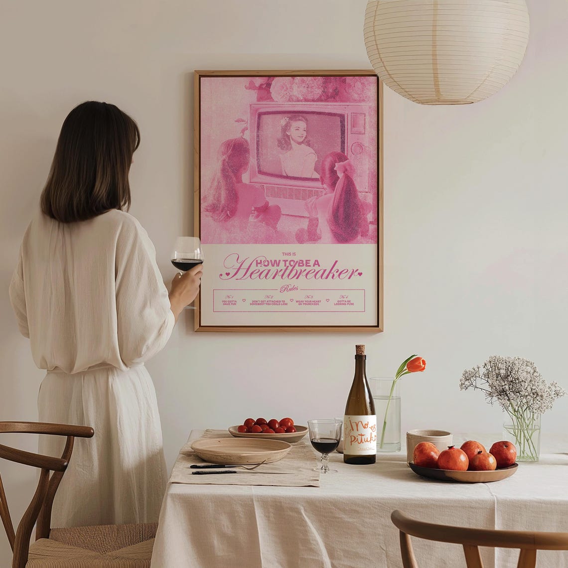 How To Be A Heartbreaker Pink Retro TV Rules Girly Art Poster - Image 2