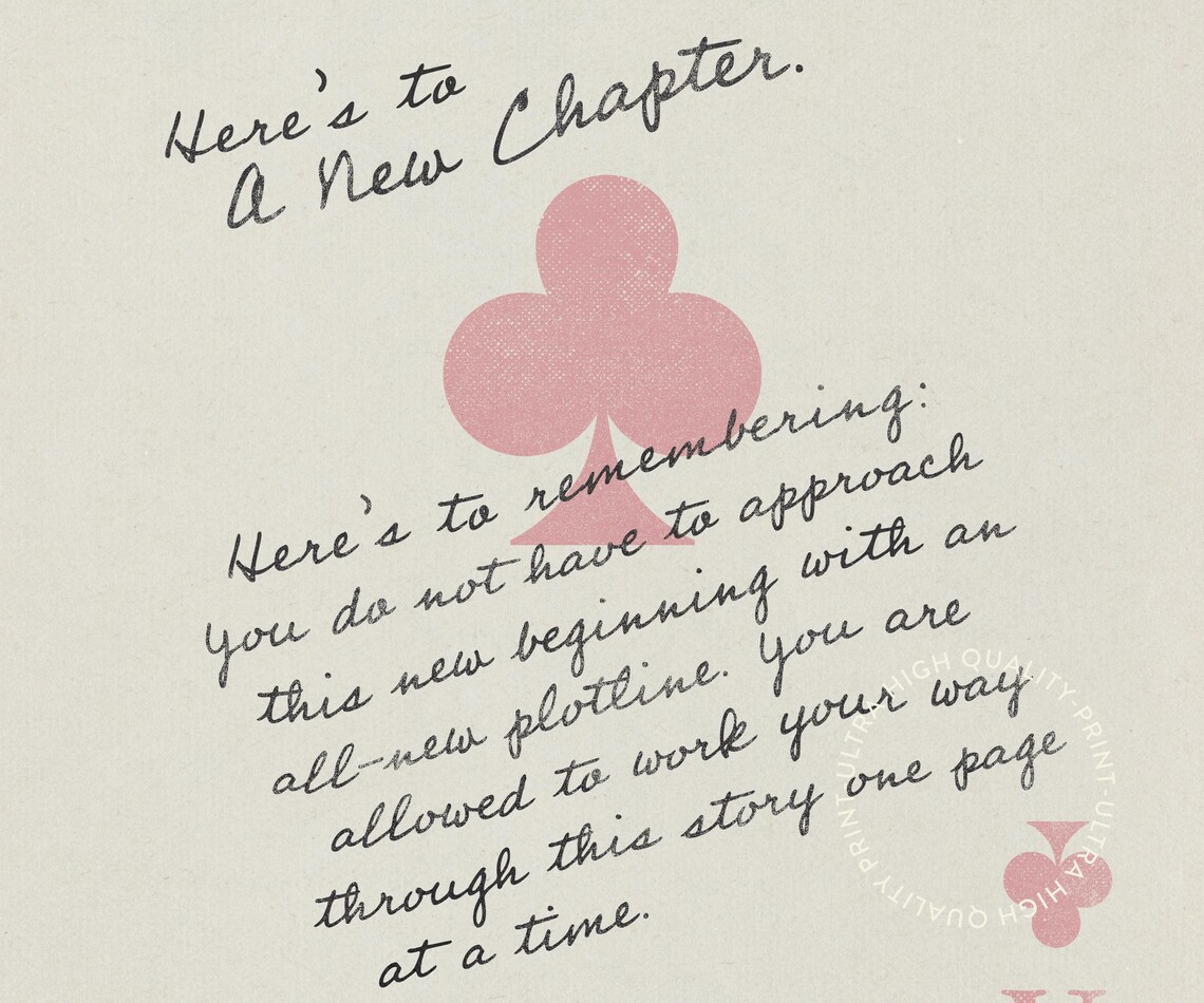 Heres To A New Chapter Pink Ace Of Clubs Affirmation Wall Art Print Poster - Image 5