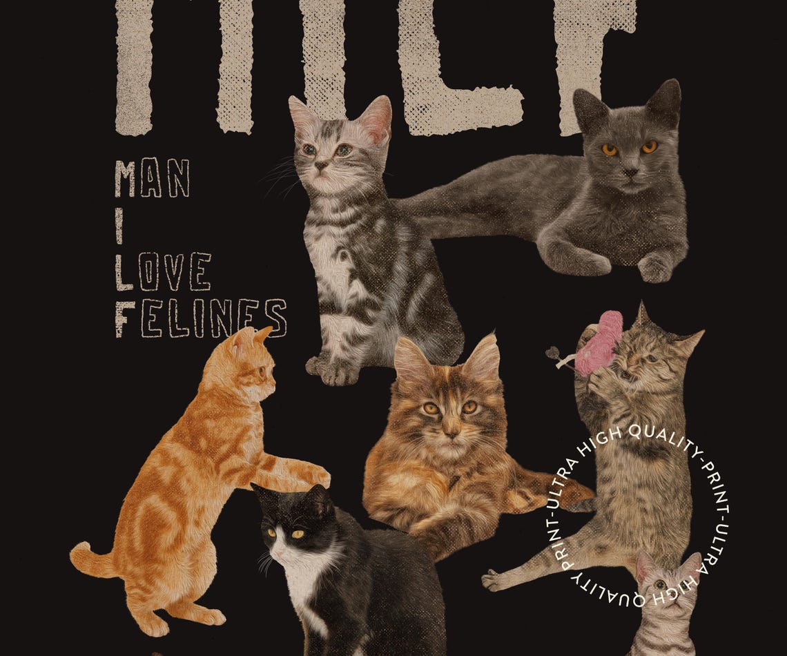 MILF Man I Love Felines Funny Cat Collage Black Typography Poster - Image 5
