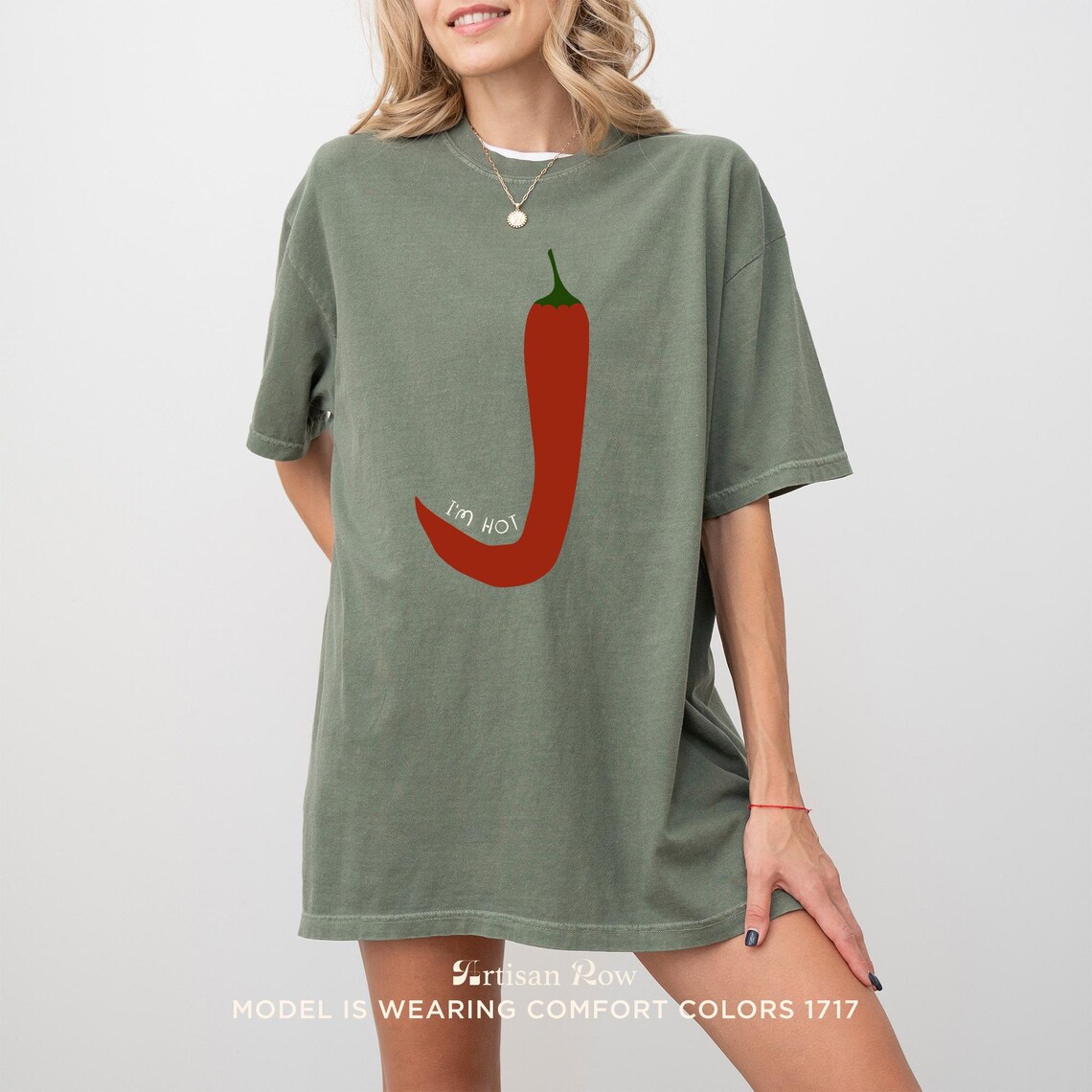 I'm Hot Red Chili Pepper Funny Minimalist White Tee Graphic Design Print - Image 3