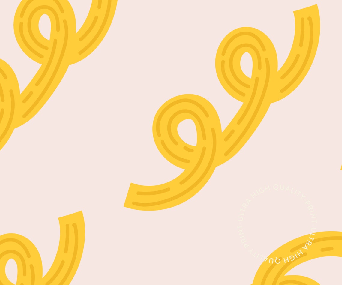 Pasta Fusili Stamp Style Retro Pink Kitchen Food Illustration Wall Art - Image 4