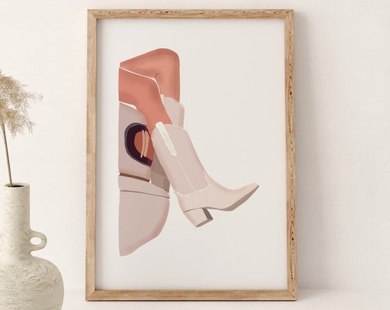 Western Wall Art Cowgirl Boots Print Cowboy