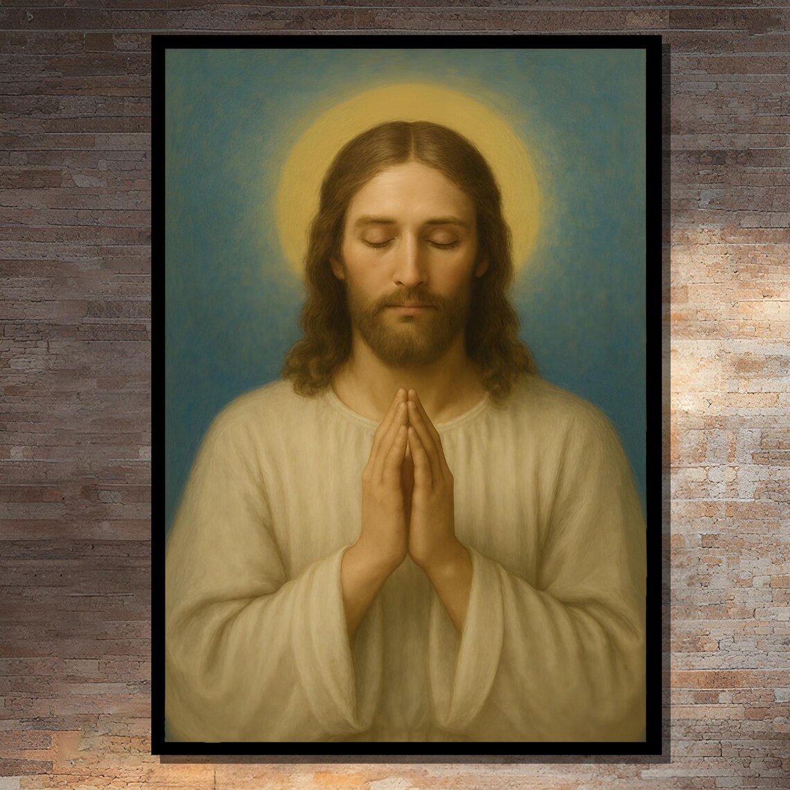 Serene Jesus Christ Painting, Peaceful Religious Wall Decor
