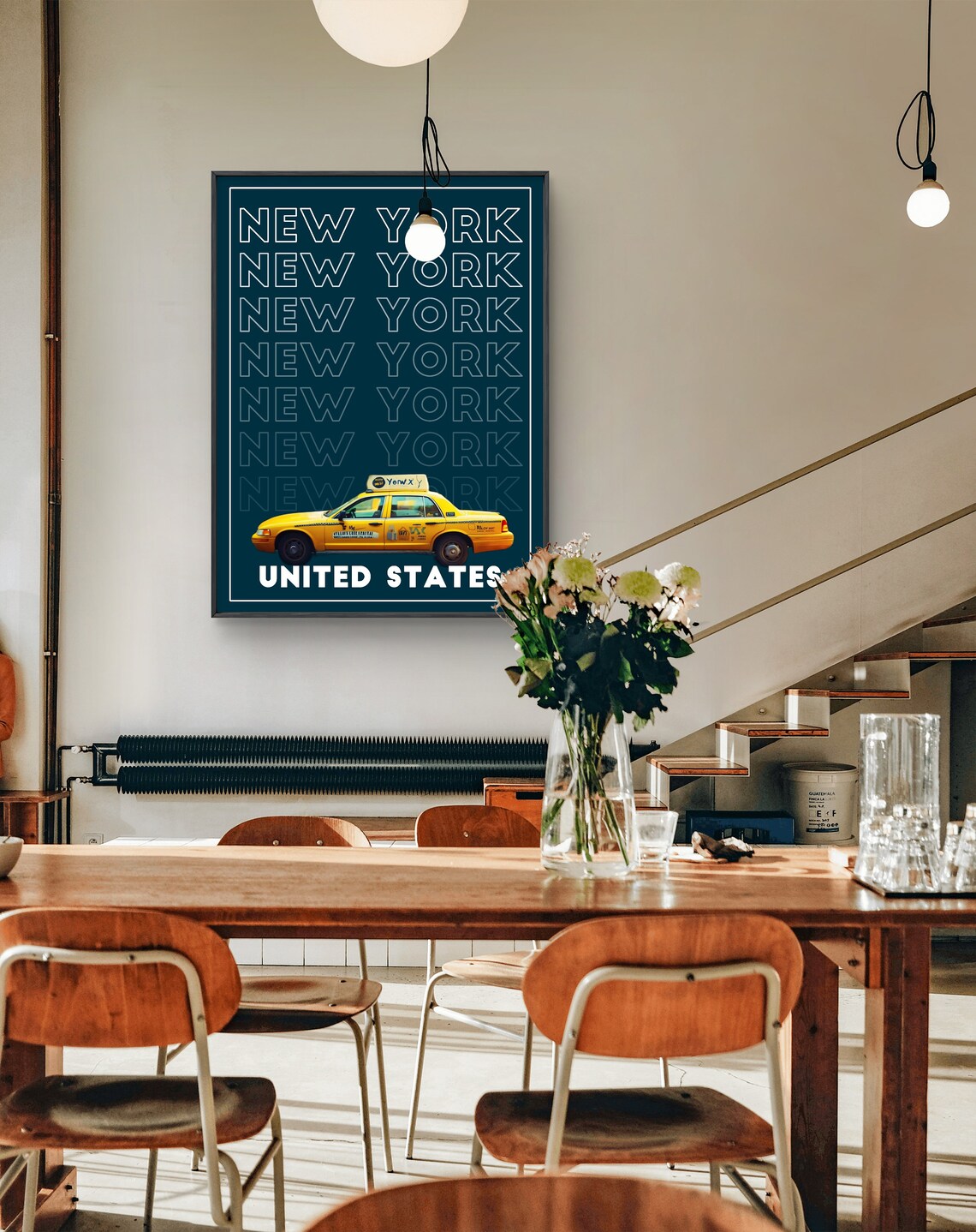 New York City Yellow Taxi Cab United States Iconic Street Art Poster - Image 2