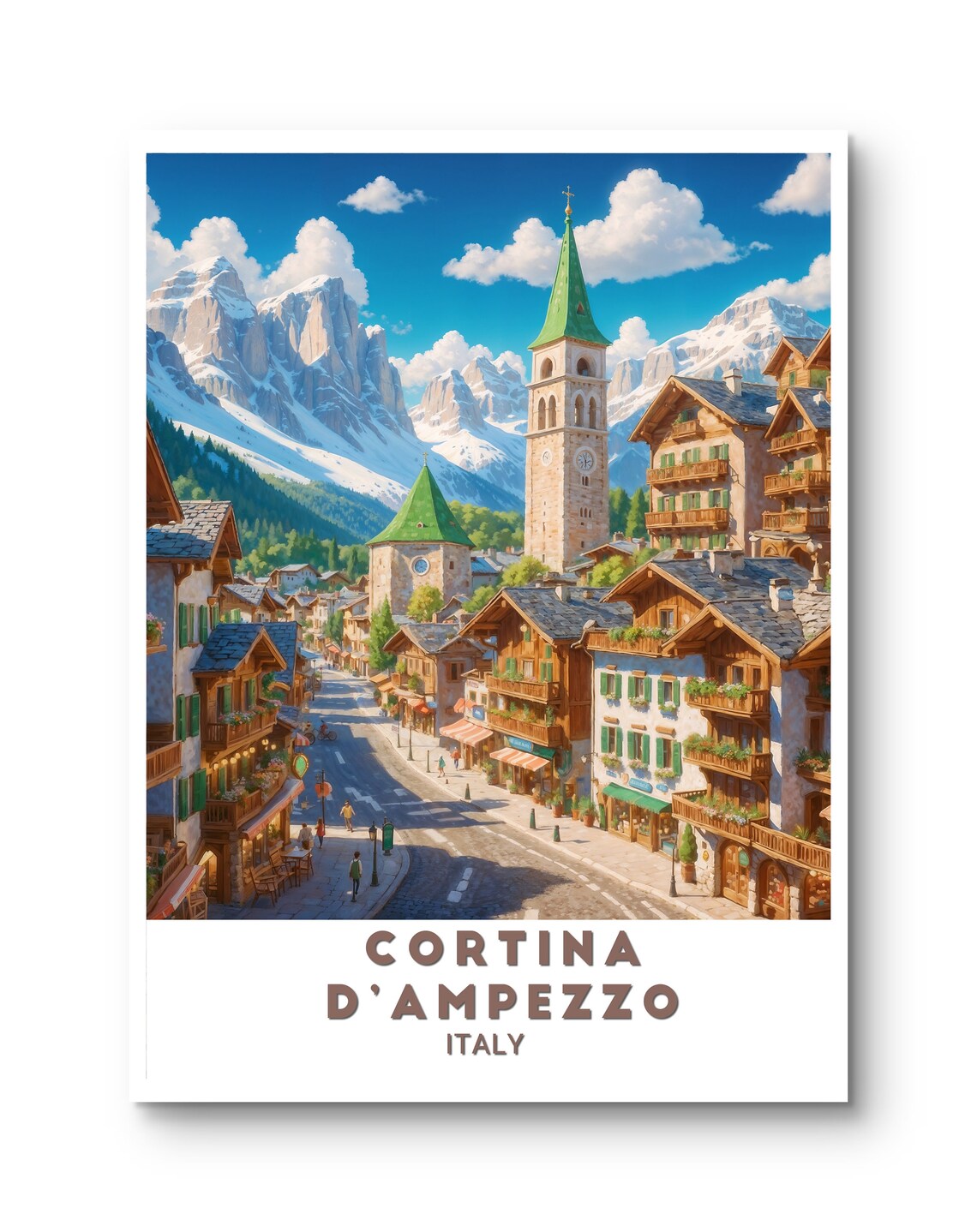 Cortina D'Ampezzo Italy Alpine Village Dolomites Ski Resort Poster