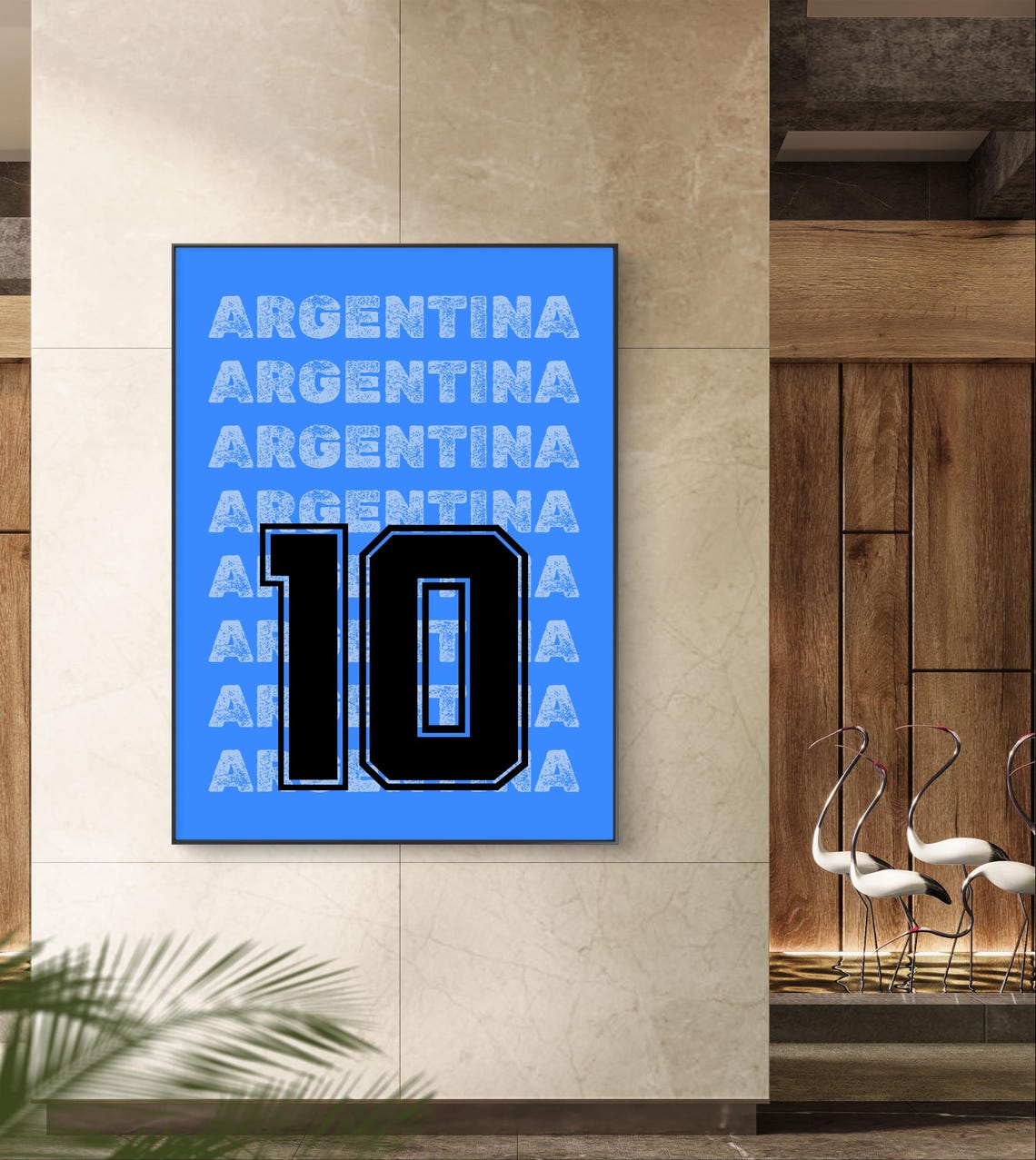 Argentina Football No 10 Jersey Number Bold Blue Sports Poster - Image 3