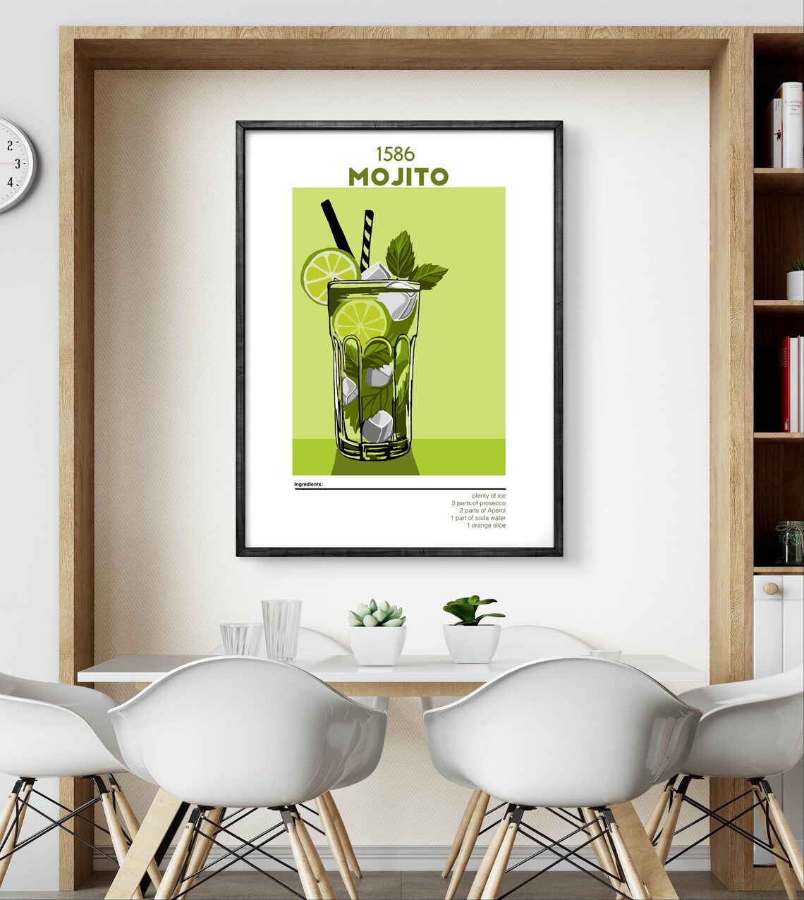 Vintage 1586 Mojito Cocktail Recipe Mint Lime Home Bar Art Poster