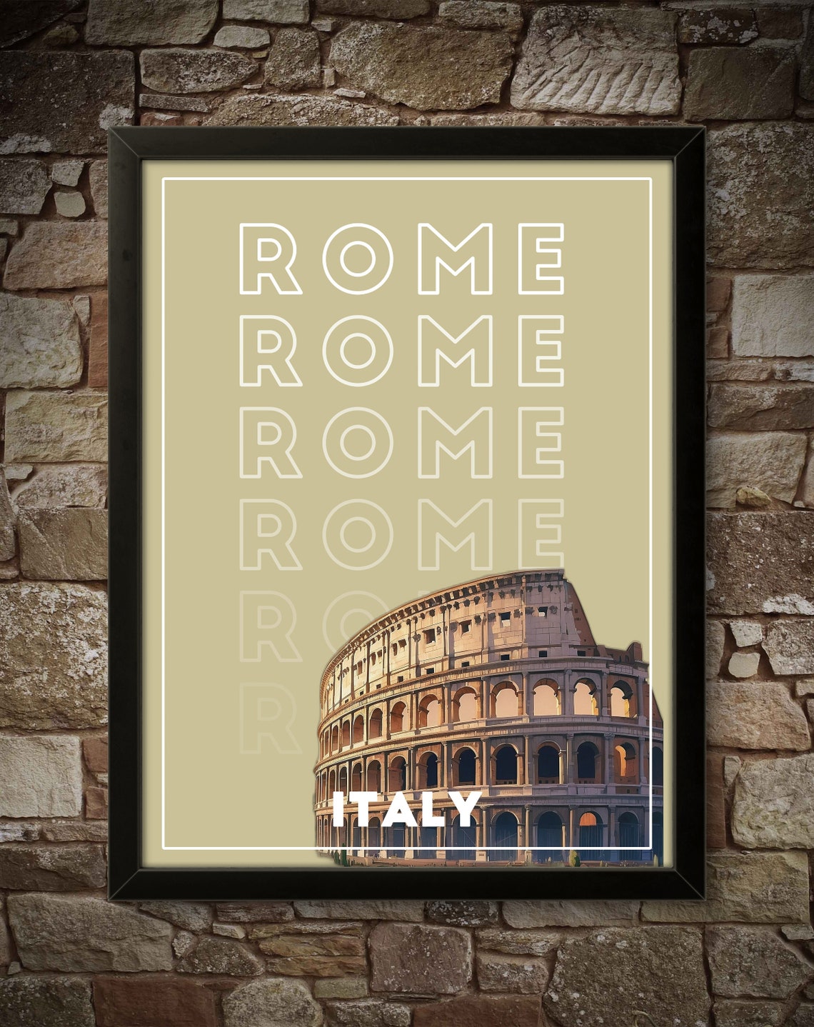 Rome Italy Colosseum Ancient Landmark Modern Typography Poster